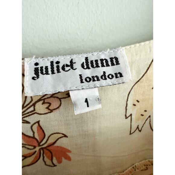 Juliet Dunn | Baby Doll Top Floral Print Embroidered | Sz S (Sz 1) - Picture 6 of 9